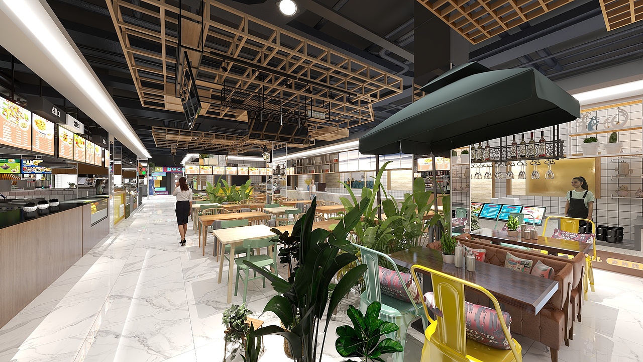 河南平市某地商业空间餐饮区方案(改造区域)