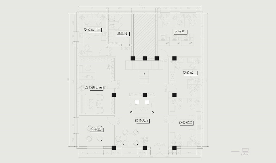 青岛某外贸公司办公室室内设计一层改二层充分利用空间(工业风)