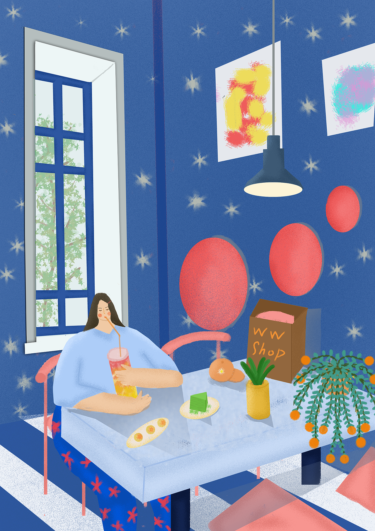 插画练习-一个人生活系列