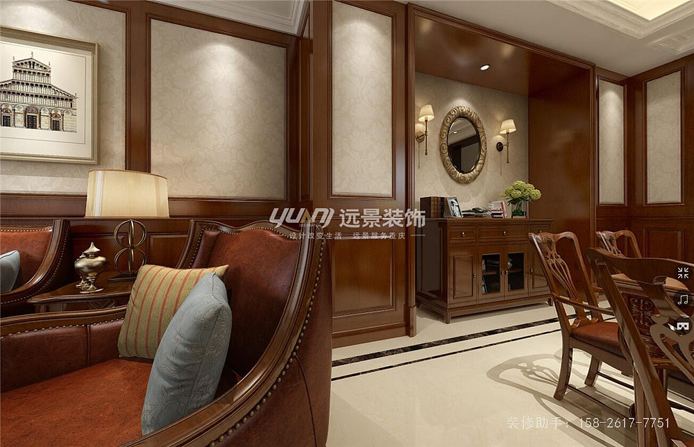 玥湖园联排别墅装修案例-美式-餐边柜