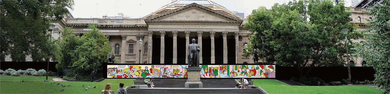 维多利亚州图书馆商业插画