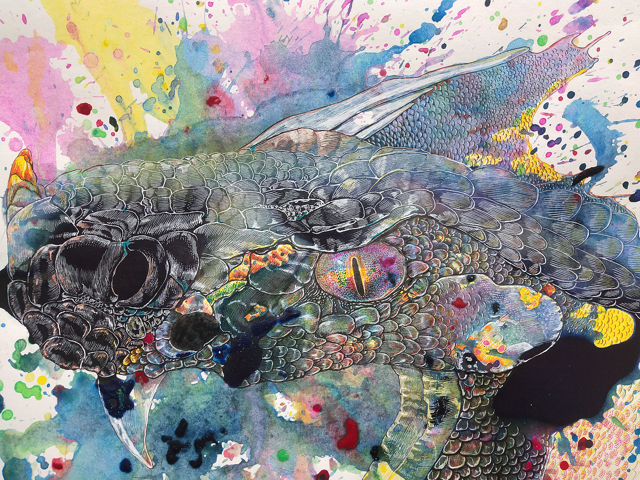 山海经异兽系列-巴蛇（图ZMTkwNTY3NDI0） - 艺术插画 - 站酷设计师慧琼原创素材 - 站酷ZCOOL