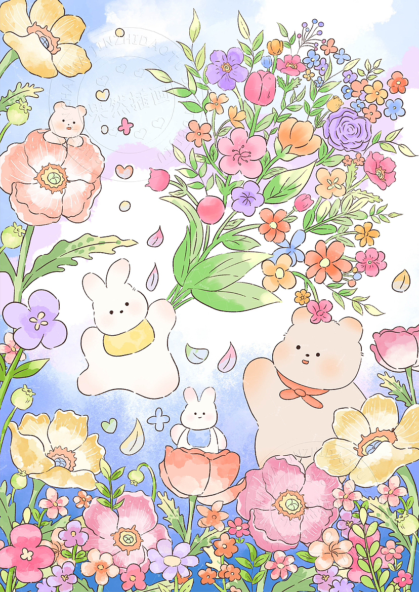 原创治愈系插画|虞美人小世界