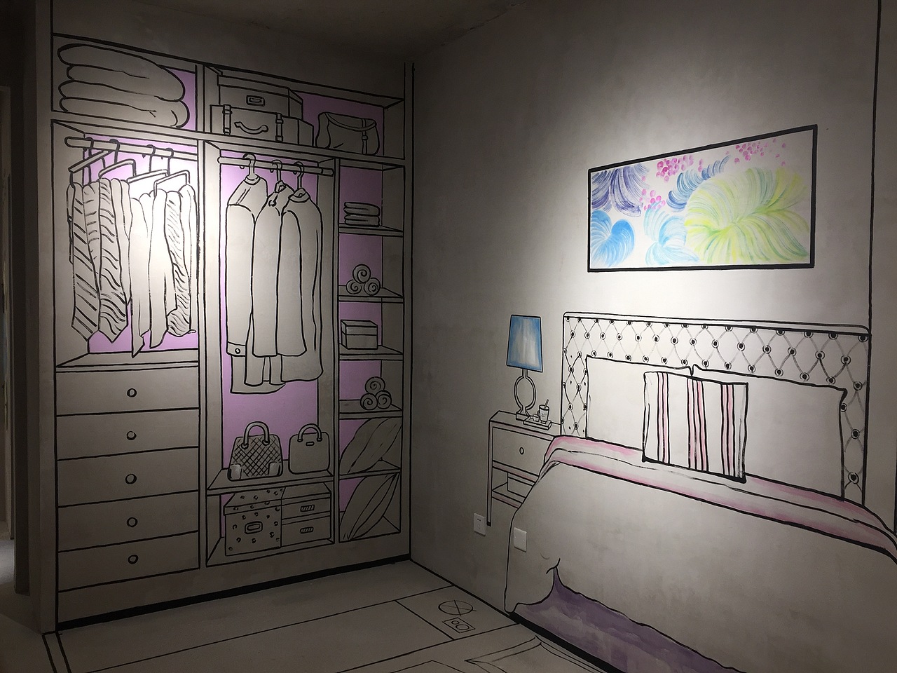 手绘房地产清水样板间墙绘孔雀城悦未来