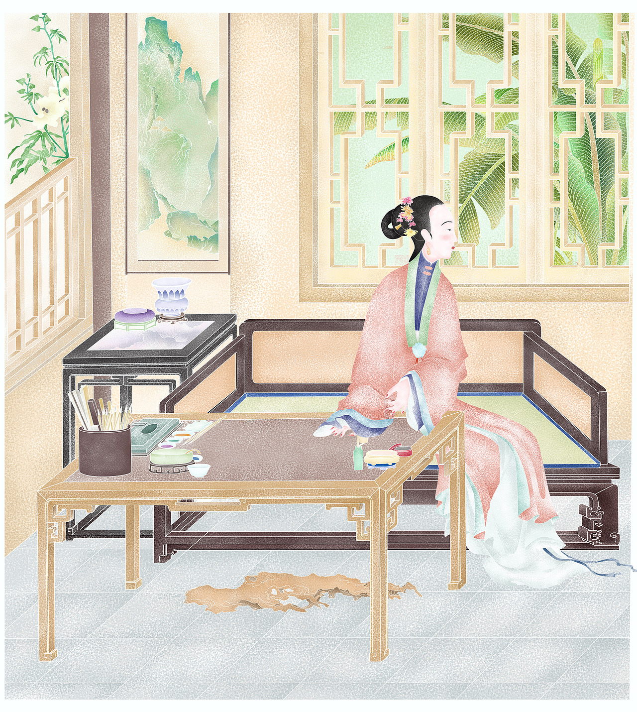 雍正十二美人插画