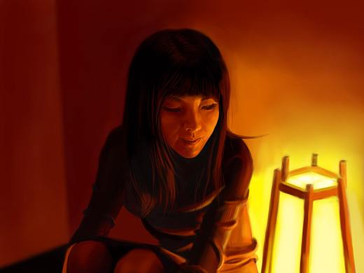 [板绘】一个女孩，一部未灭的手机加一盏灯的故事