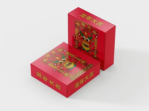 龙年大吉插画包装+颜色效果图+线稿图