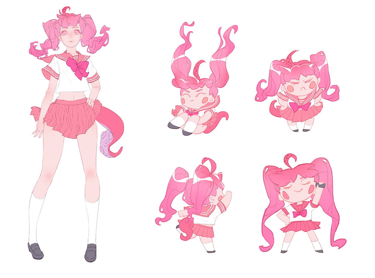 觸手電競娘-角色設(shè)定（圖ZMTI5MzM4NDU2） - 商業(yè)插畫 - 站酷設(shè)計(jì)師毛線d原創(chuàng)素材 - 站酷ZCOOL