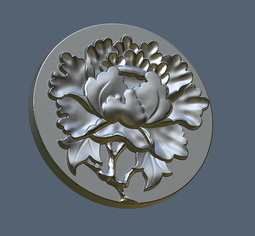 三维浮雕牡丹花雕花设计画图北京精雕3D打印图案转格式