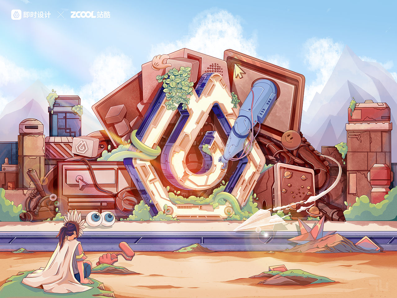 打破时空—即时设计logo创意延展（图ZMjk5OTU1MTEy） - 海报 - 站酷设计师懒癌斌人原创素材 - 站酷ZCOOL