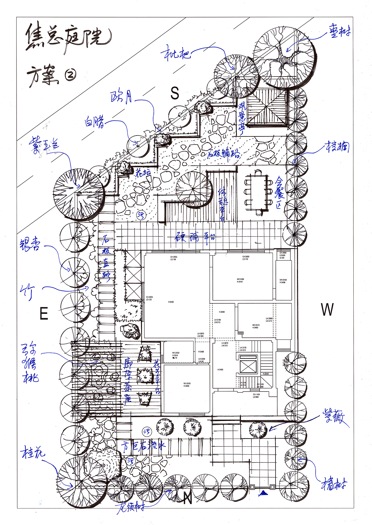 別墅庭院設計手繪方案圖（圖ZMjE4OTQ0MjQw） - 建筑/空間 - 站酷設計師手繪老師王大叔原創(chuàng)素材 - 站酷ZCOOL