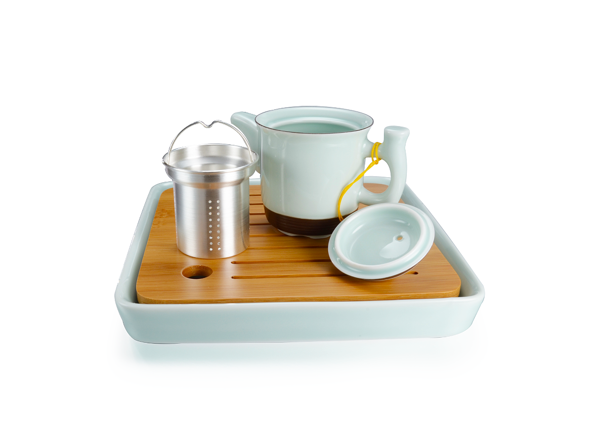 茶趣之乐:银瓷茶具—便携茶具套装