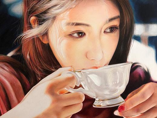 彩铅画《午茶》