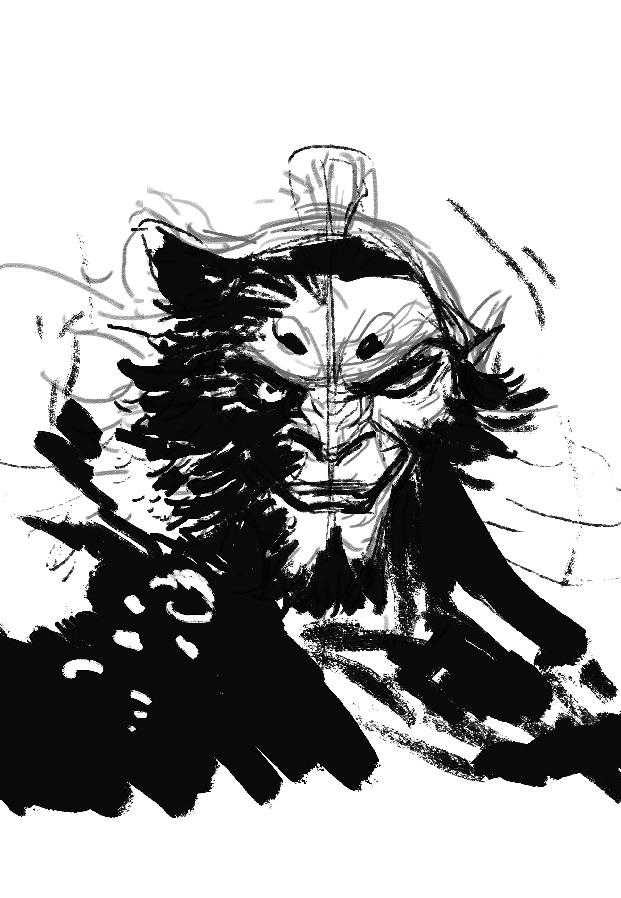 申公豹练习图及创作过程