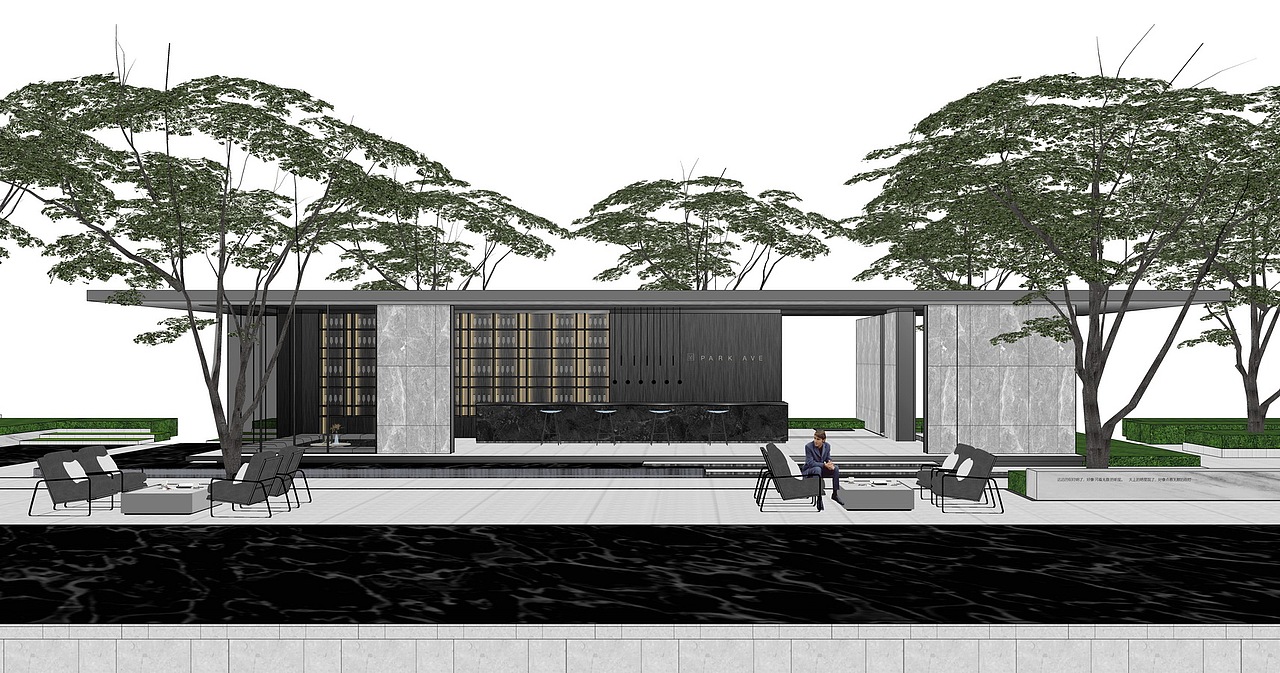 现代廊架SU模型下载