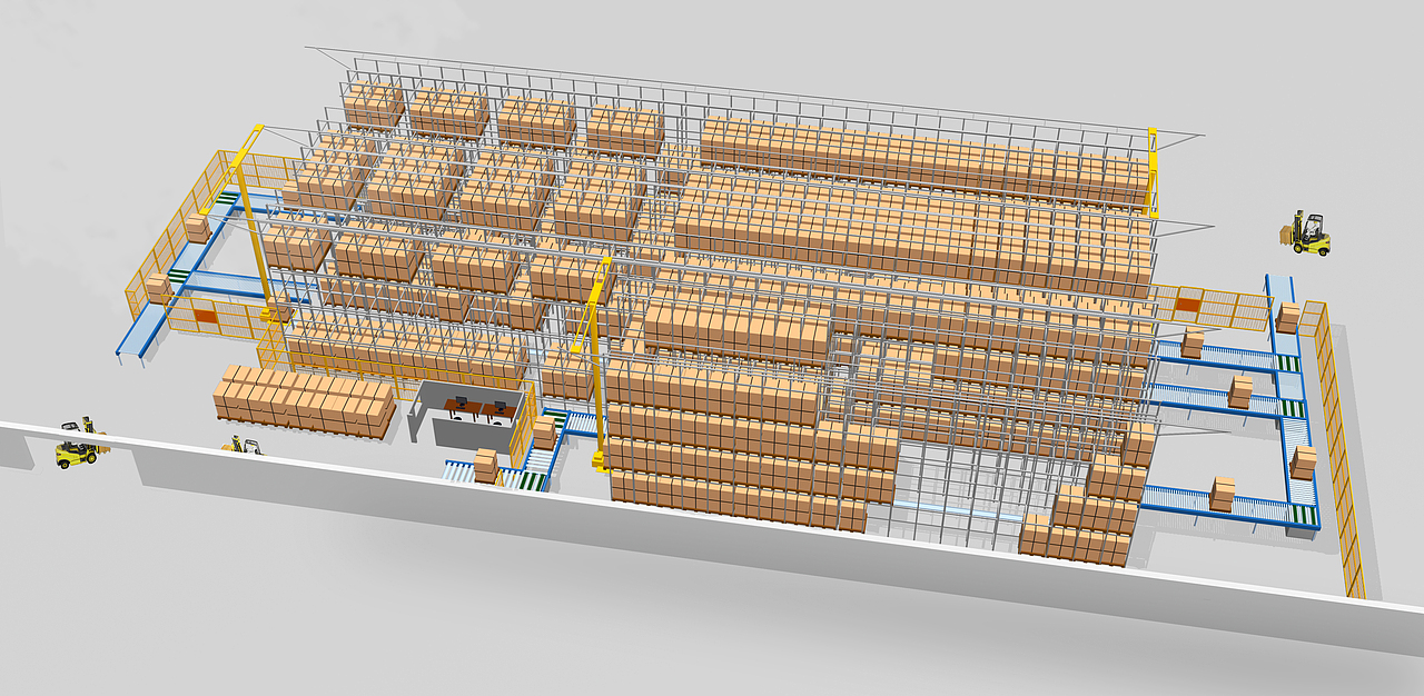 3dmax仓库库内设计