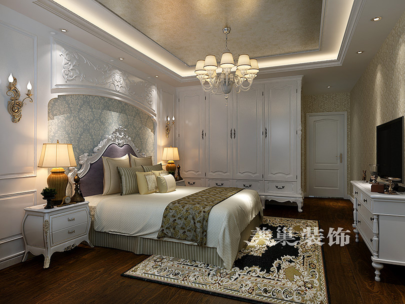 郑州朗悦公园道1号155平四室两厅装修设计方案-主卧