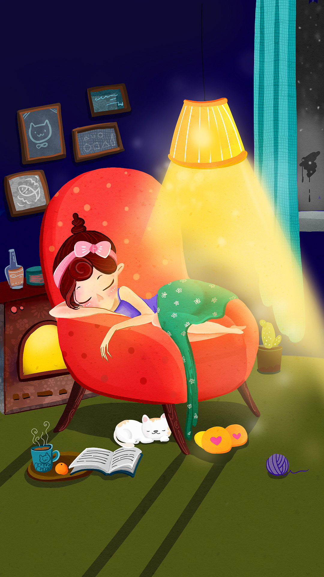 小妖暖冬手绘壁纸