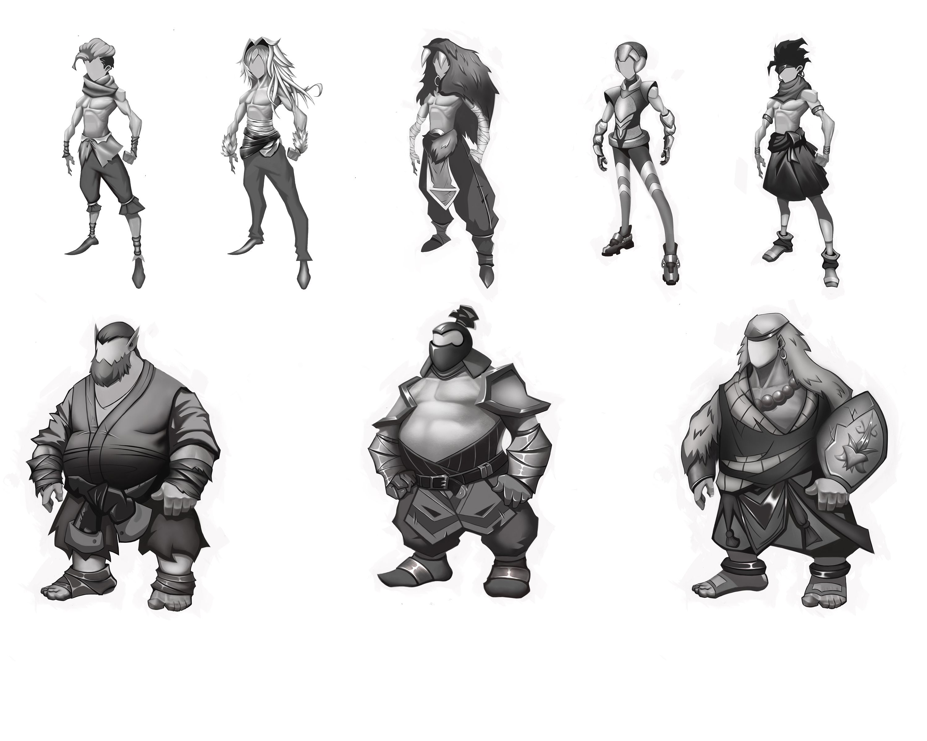 黑白人设练习|插画|游戏原画|巫师77 - 原创作品 - 站酷 (zcool)