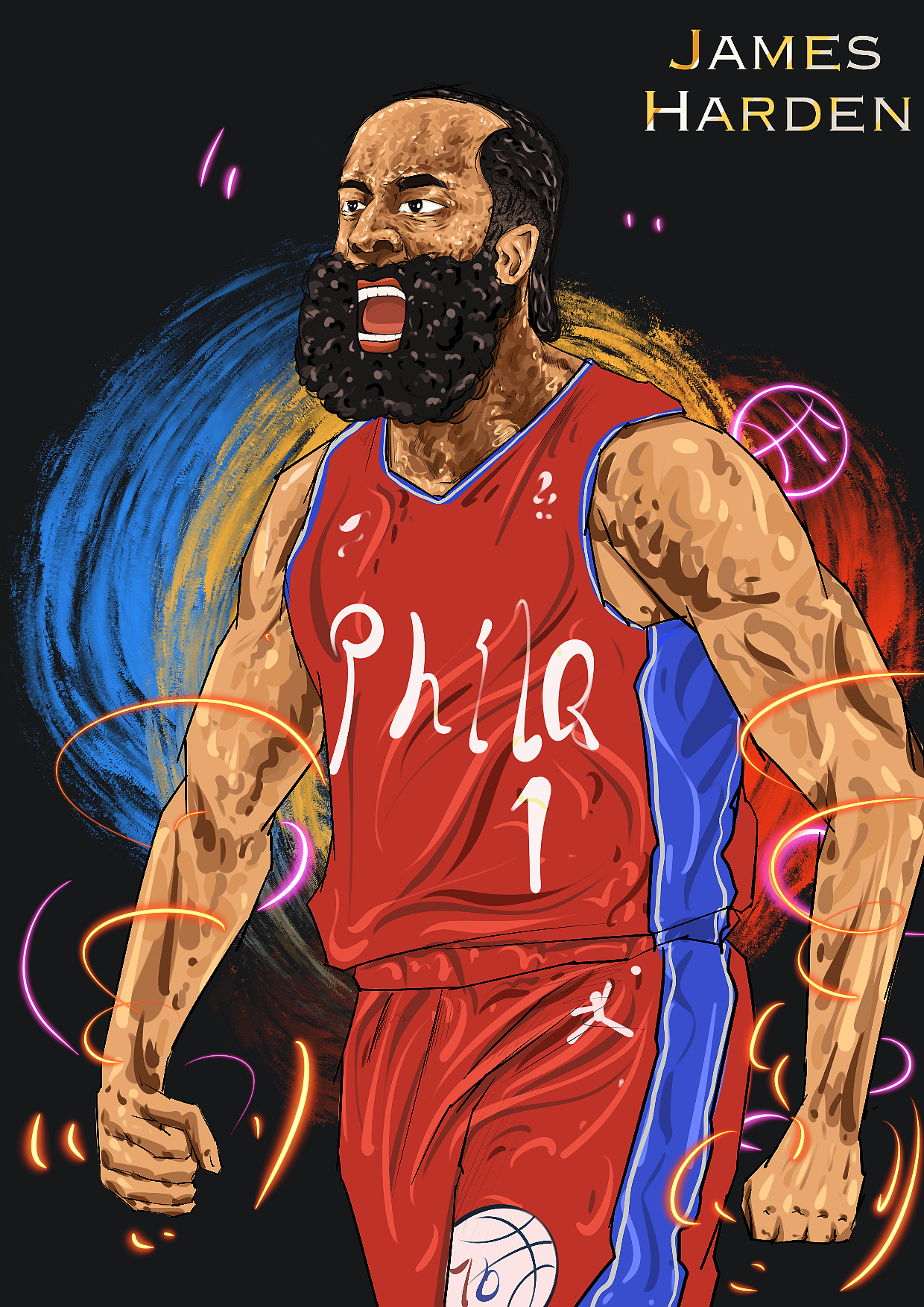 NBA“大胡子”詹姆斯—哈登🌹（图ZMzQ4ODMxMTky） - 新锐潮流插画 - 站酷设计师爱画没商量原创素材 - 站酷ZCOOL