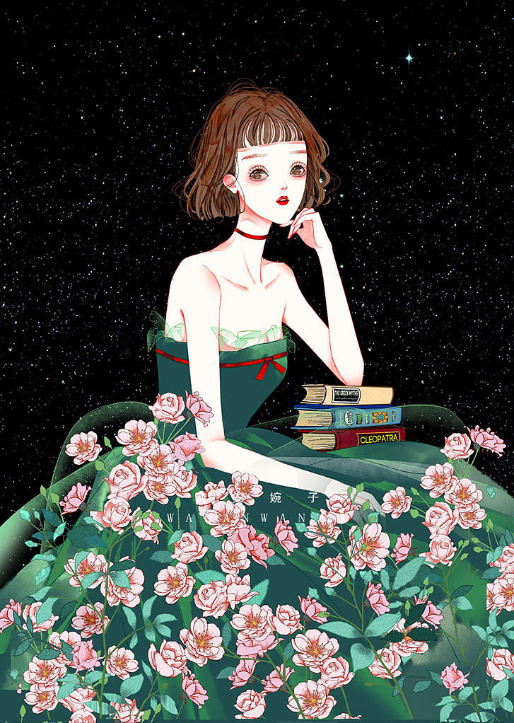 黑色背景少女系列壁纸