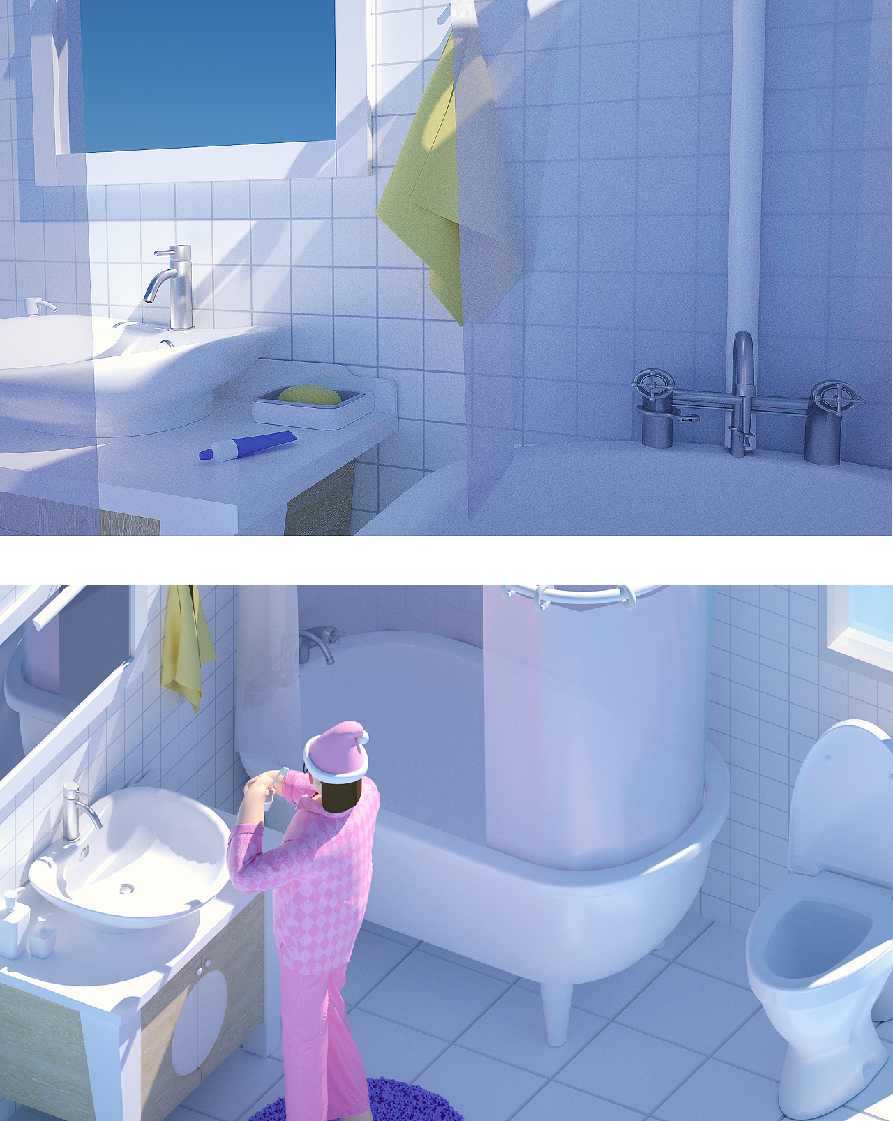 C4D角色设计 居家女孩