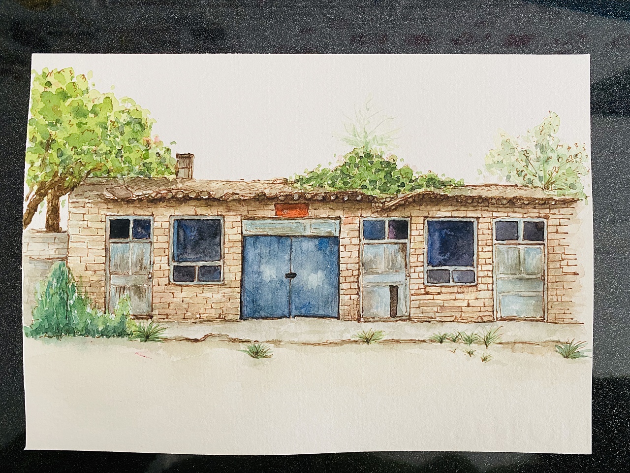 水彩画老房子图片