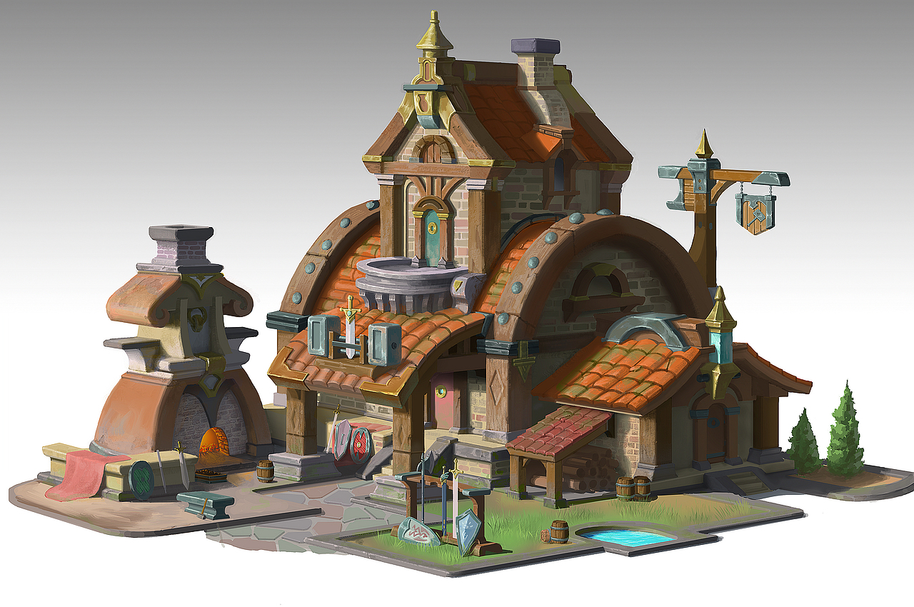 单体铁匠铺练习|插画|游戏原画|默雨sun - 原创作品 - 站酷 (zcool)