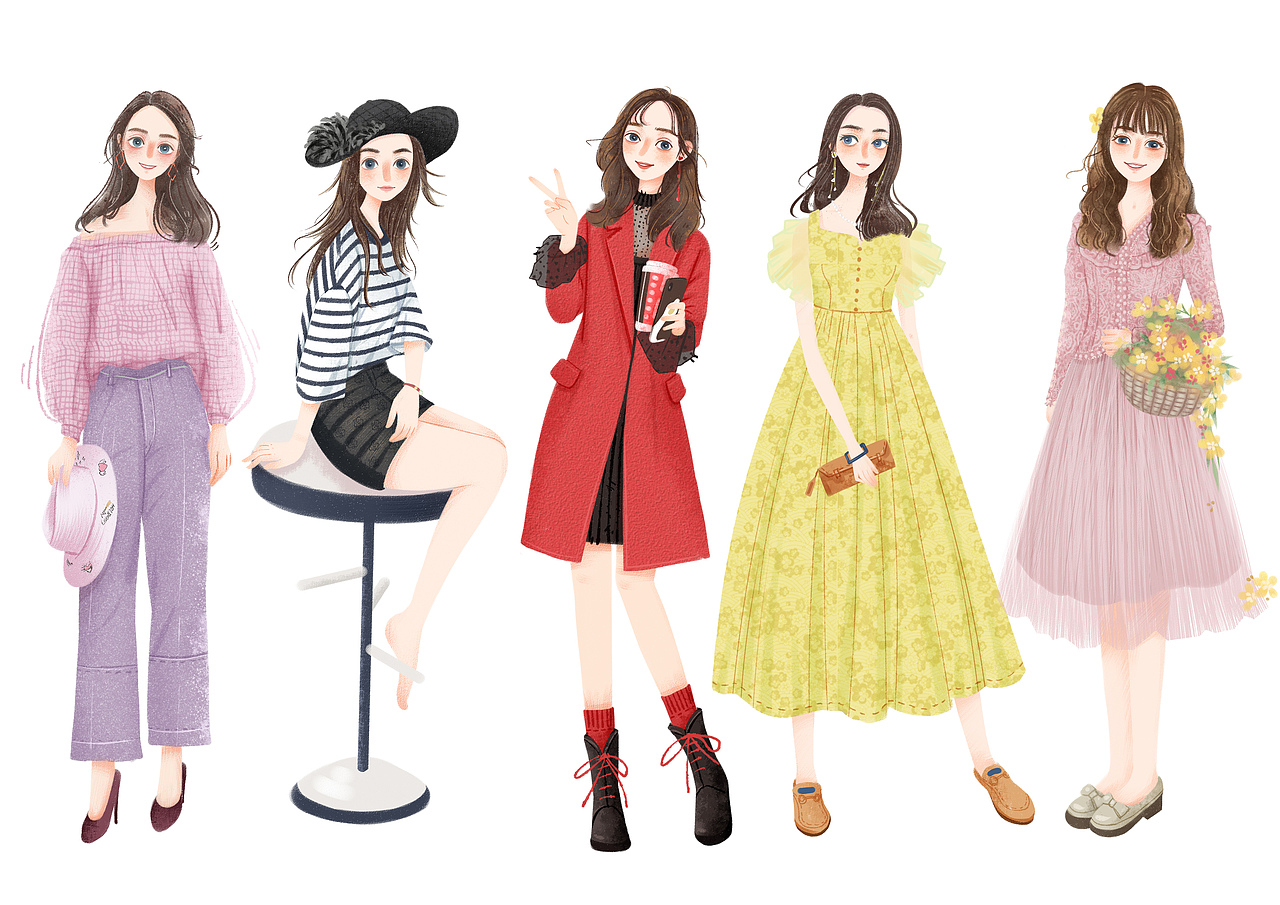 俏女孩系列插画《小淑女》——小美马（图ZMTk0ODE5MTcy） - 商业插画 - 站酷设计师小美马原创素材 - 站酷ZCOOL