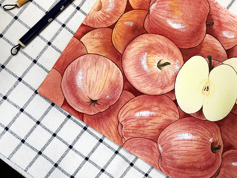 水彩画-好多苹果（图ZMTE2OTE3MjY4） - 创作习作 - 站酷设计师董搞搞原创素材 - 站酷ZCOOL