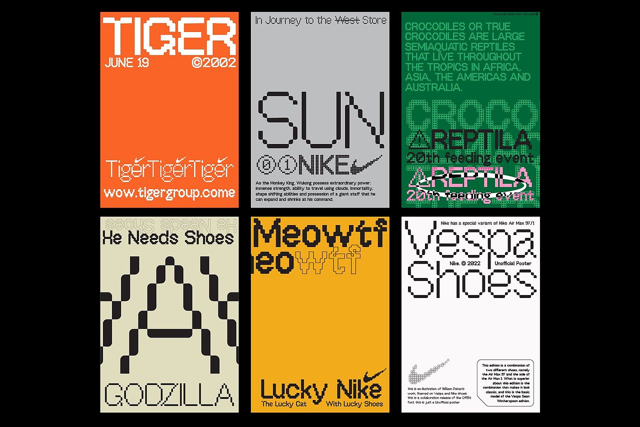 潮流复古低保真像素马赛克潮牌标识海报标题英文字体