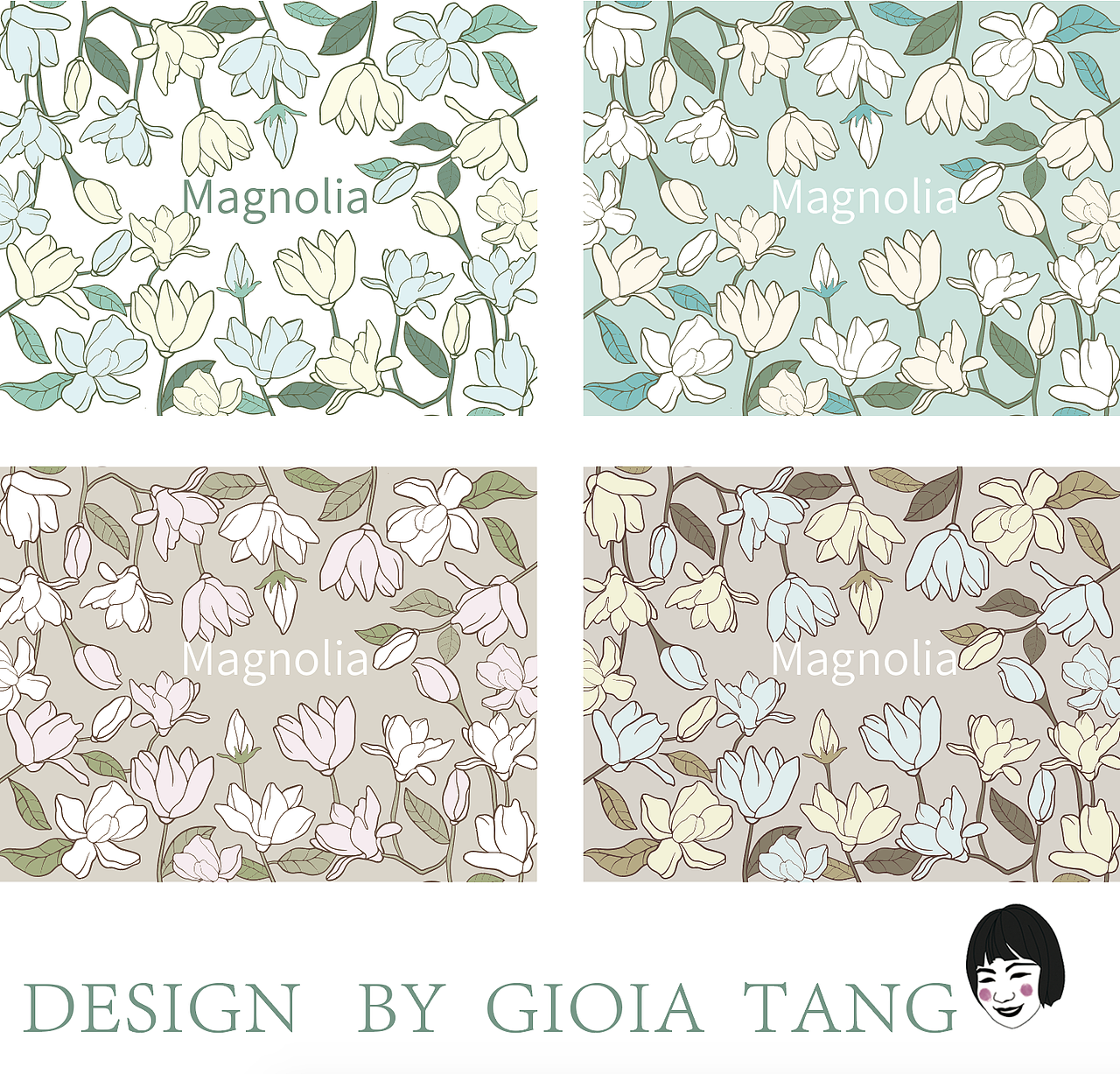 原创印花图案设计——玉兰花开