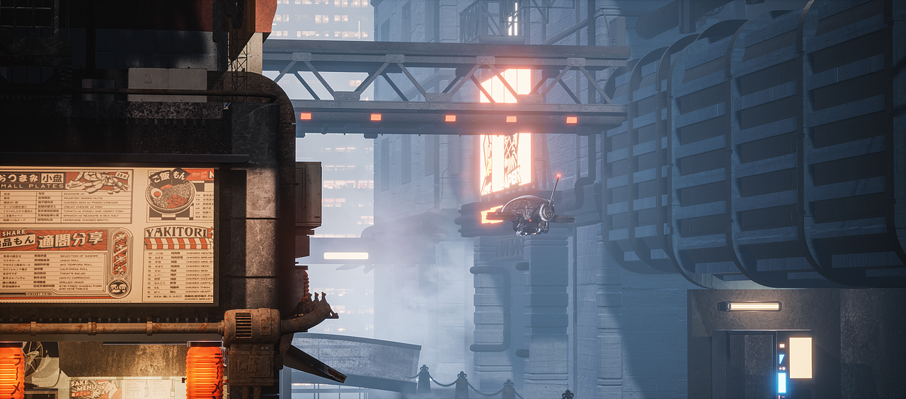 赛博朋克氛围场景搭建