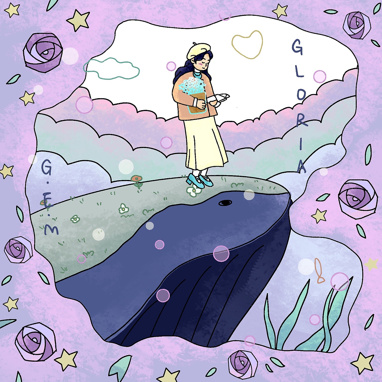 60天插画打卡挑战-day19<gloria>唱片封面