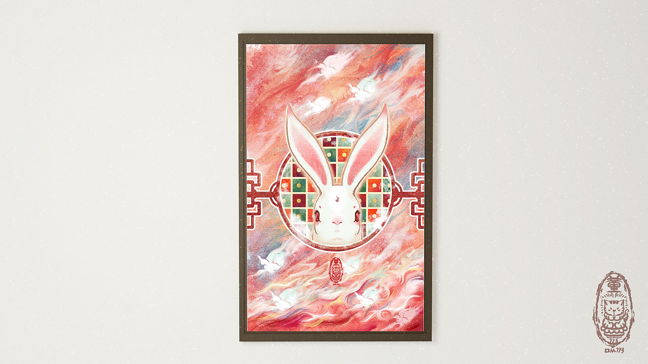 数字岩彩,兔年大吉