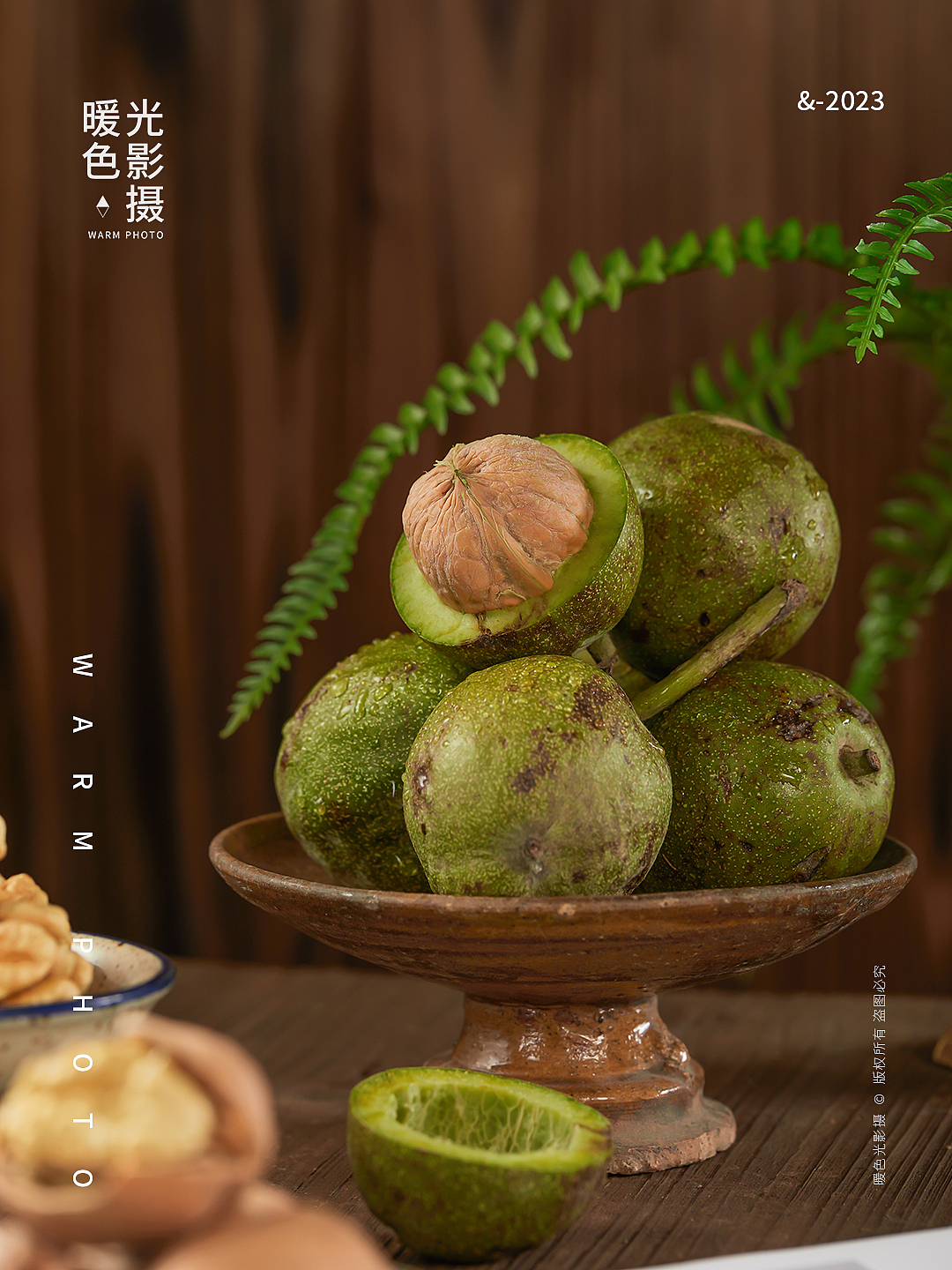 核桃仁拍摄 青皮核桃仁 新鲜