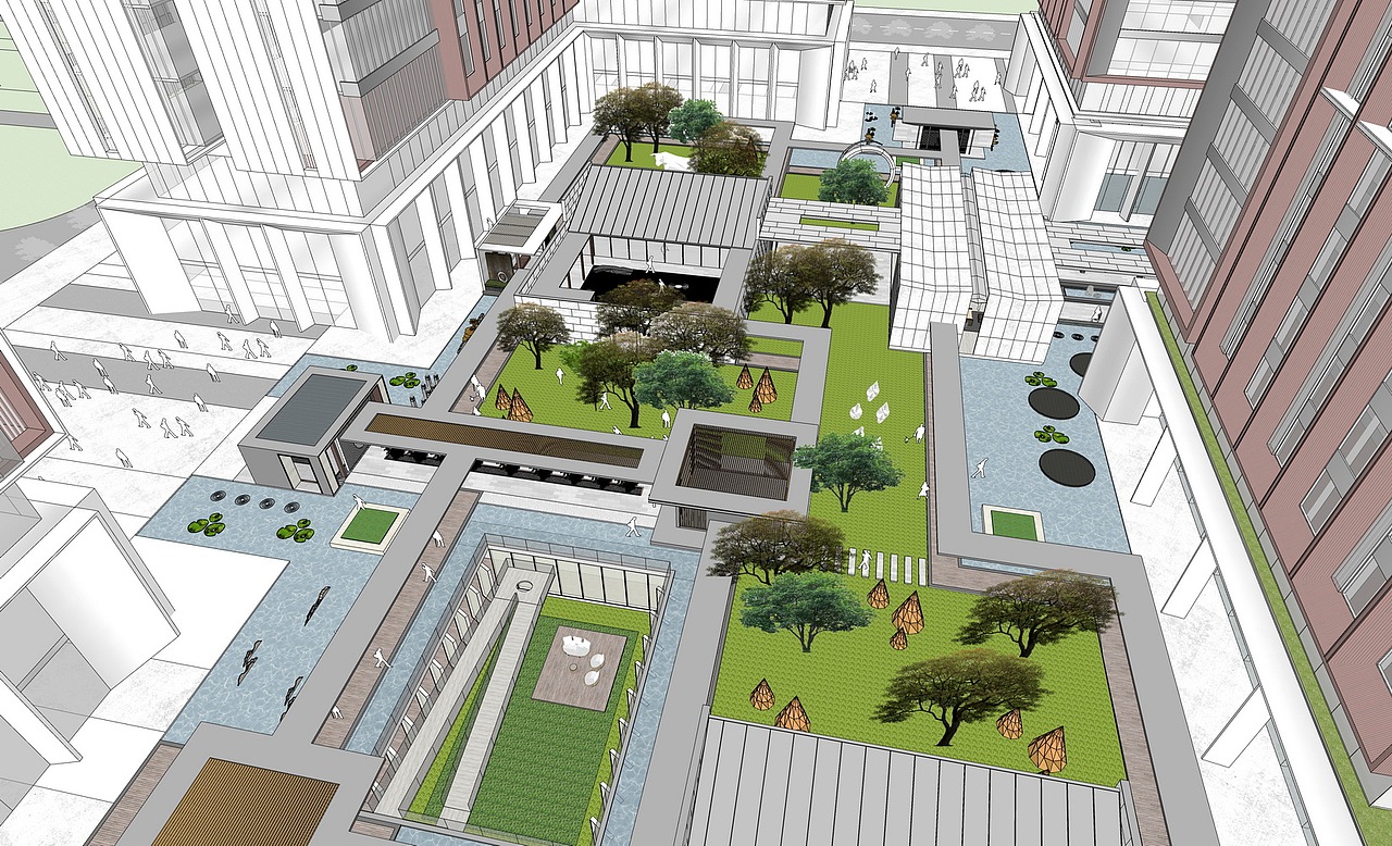 现代办公酒店商业综合体SU模型下载