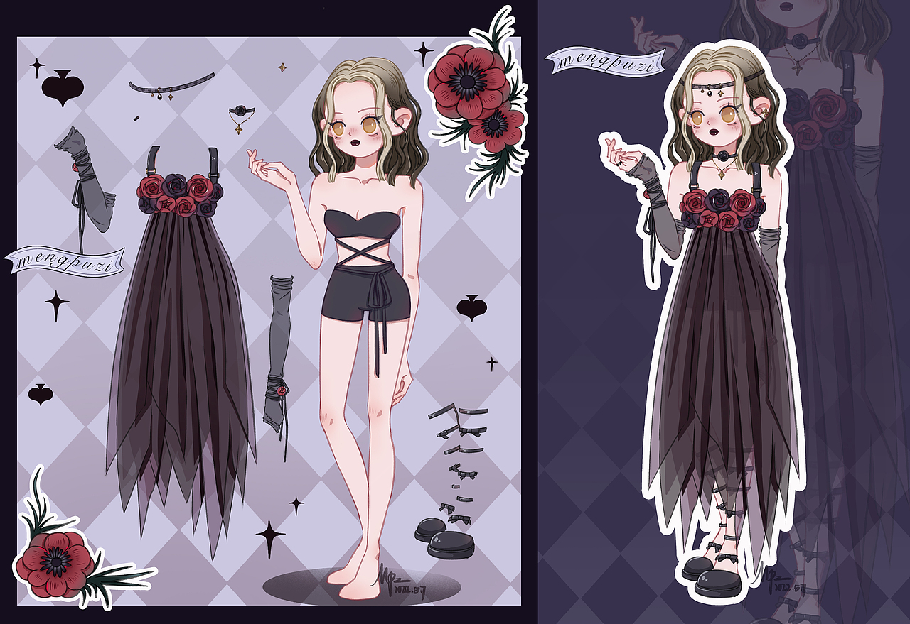 依然很爱玩小时侯最喜欢玩的小贴纸近期画了好多人物换装的贴纸画关注