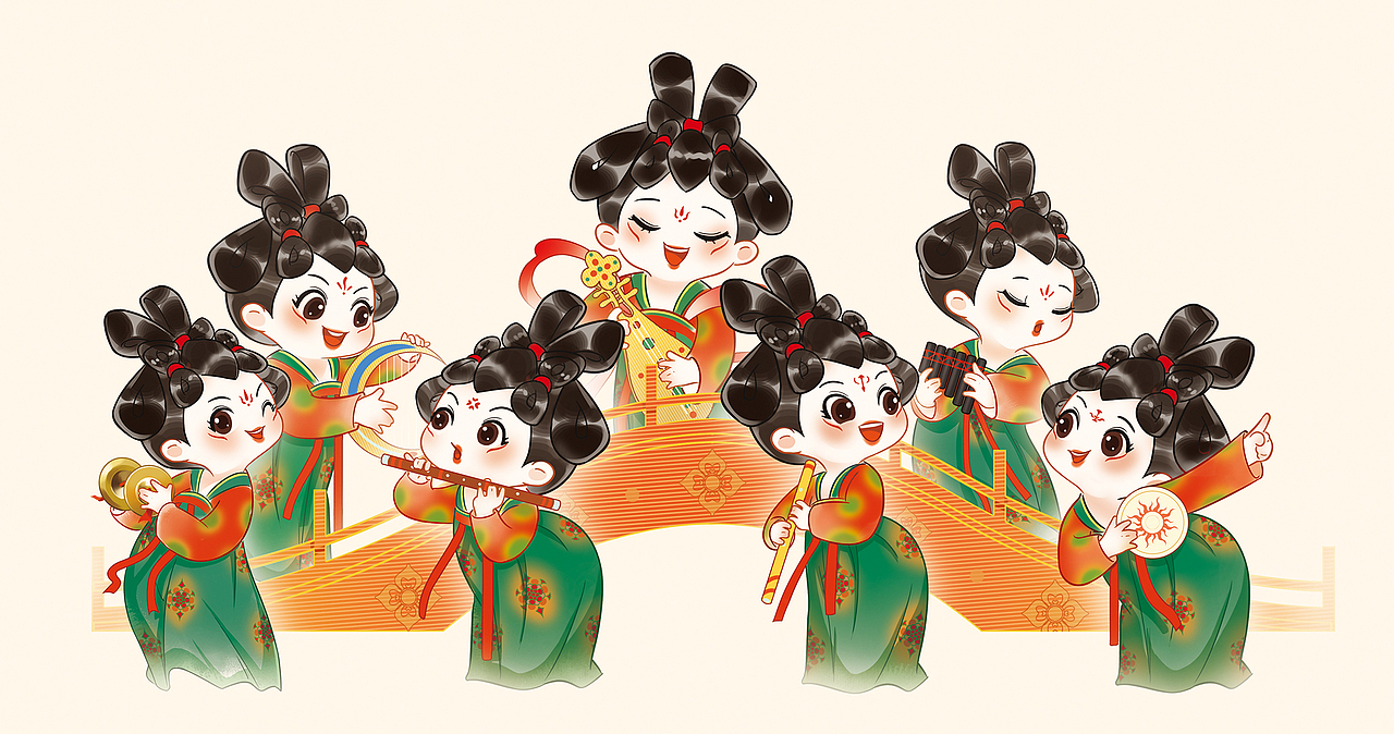 唐宫夜宴x茶妈妈（图ZMzM1MTE4NTM2） - 商业插画 - 站酷设计师墨一一mo11原创素材 - 站酷ZCOOL