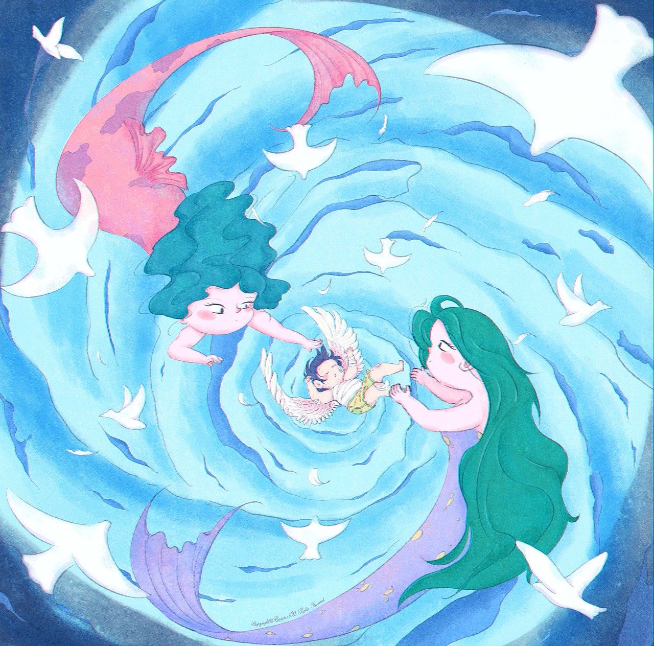 美人鱼（图ZMzAzMDAxOTk2） - 儿童插画 - 站酷设计师芫露Cassie原创素材 - 站酷ZCOOL