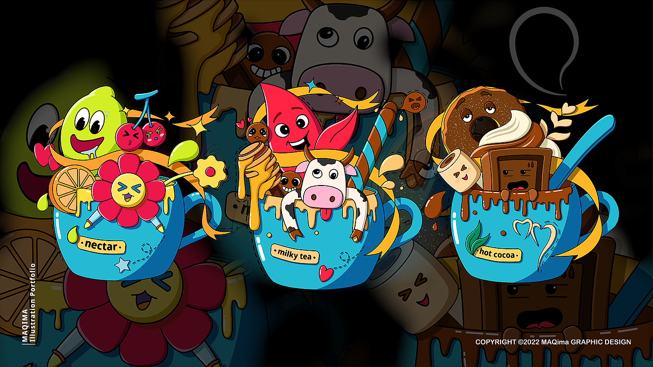 创意饮品插画图案设计