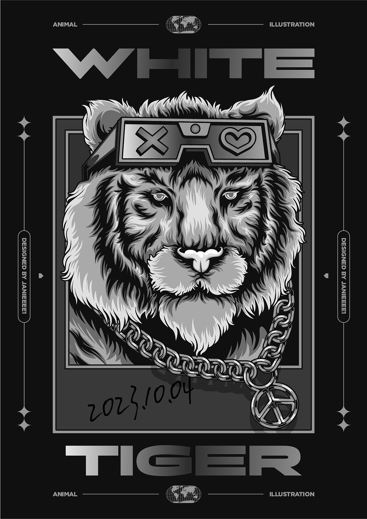 白虎/动物创意插图（图ZMzUyMDc1MDA4） - 商业插画 - 站酷设计师Janieee1原创素材 - 站酷ZCOOL