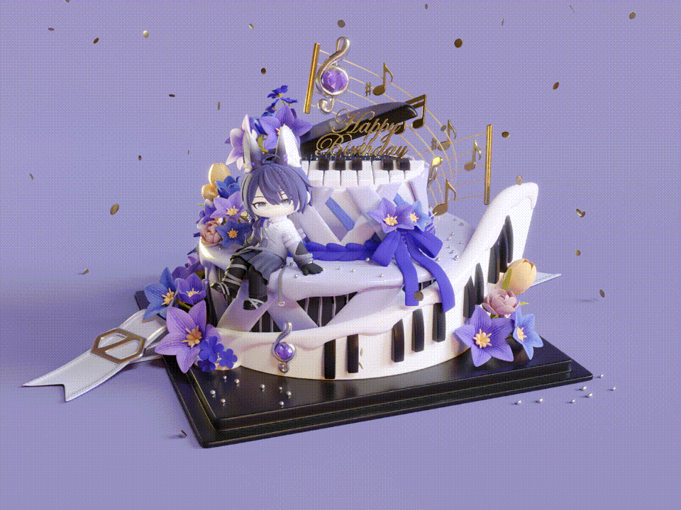 Blender3D - Music&Flower Cake