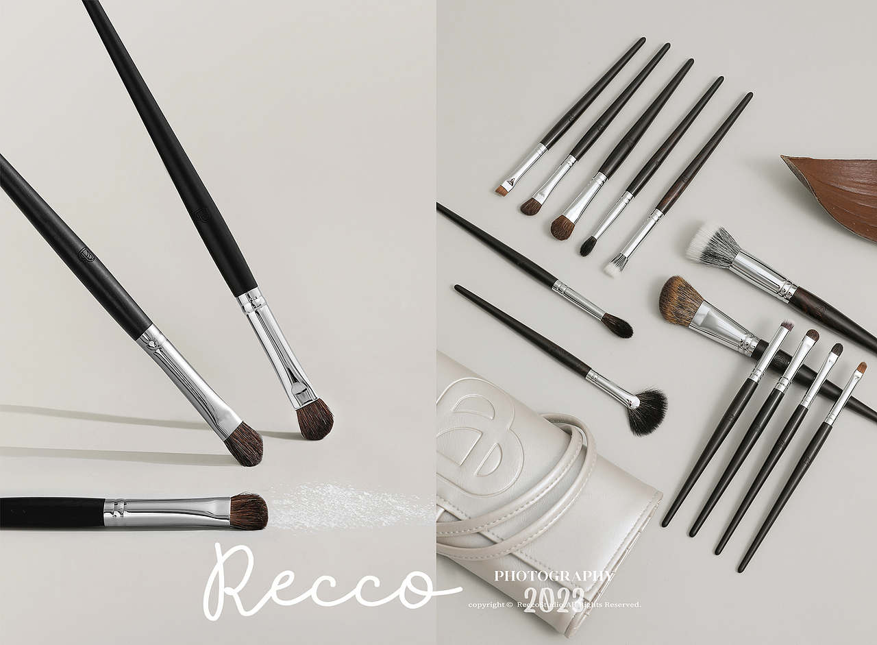 RECCO BLJ黑檀木化妆刷 美妆工具拍摄 静物摄影