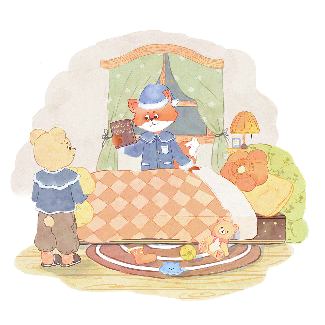 水彩插画—小柴狐与贝贝熊的小日常（图ZMzUwOTMzNTky） - 儿童插画 - 站酷设计师小小一只橙原创素材 - 站酷ZCOOL