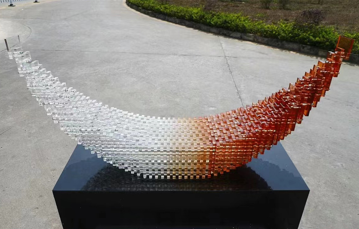 售楼处酒店大堂雕塑层叠透明亚克力装饰品艺术落地摆件