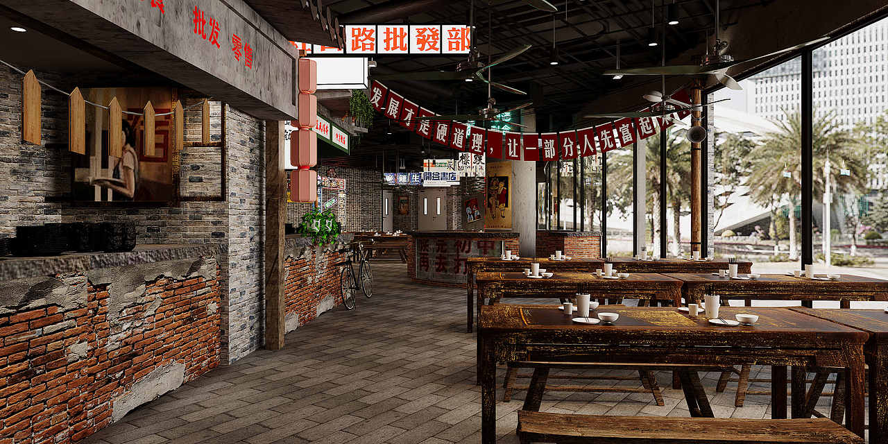 民国风美食广场，让你感受一场时空的穿越！（图ZMzI5OTQ0MDc2） - 酒店餐饮设计 - 站酷设计师依依设计1原创素材 - 站酷ZCOOL