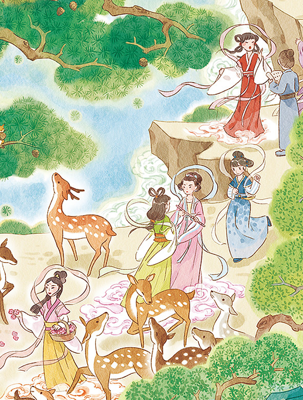 插画拼图|神鹿仙林