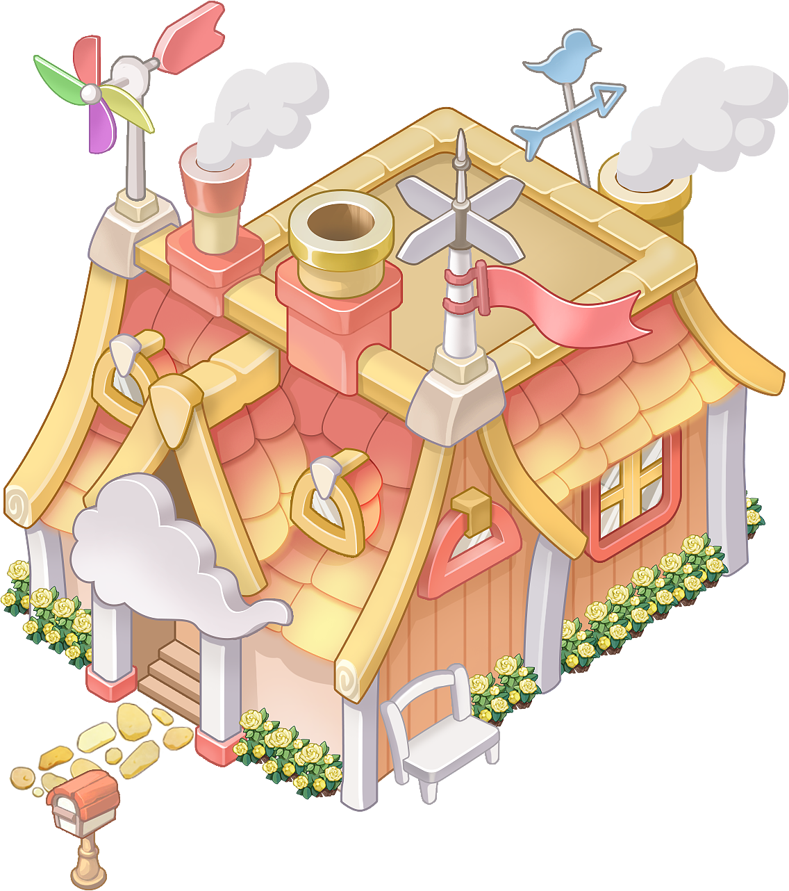 云朵小屋游戏室内设计,管理员小屋,Q版卡通家具