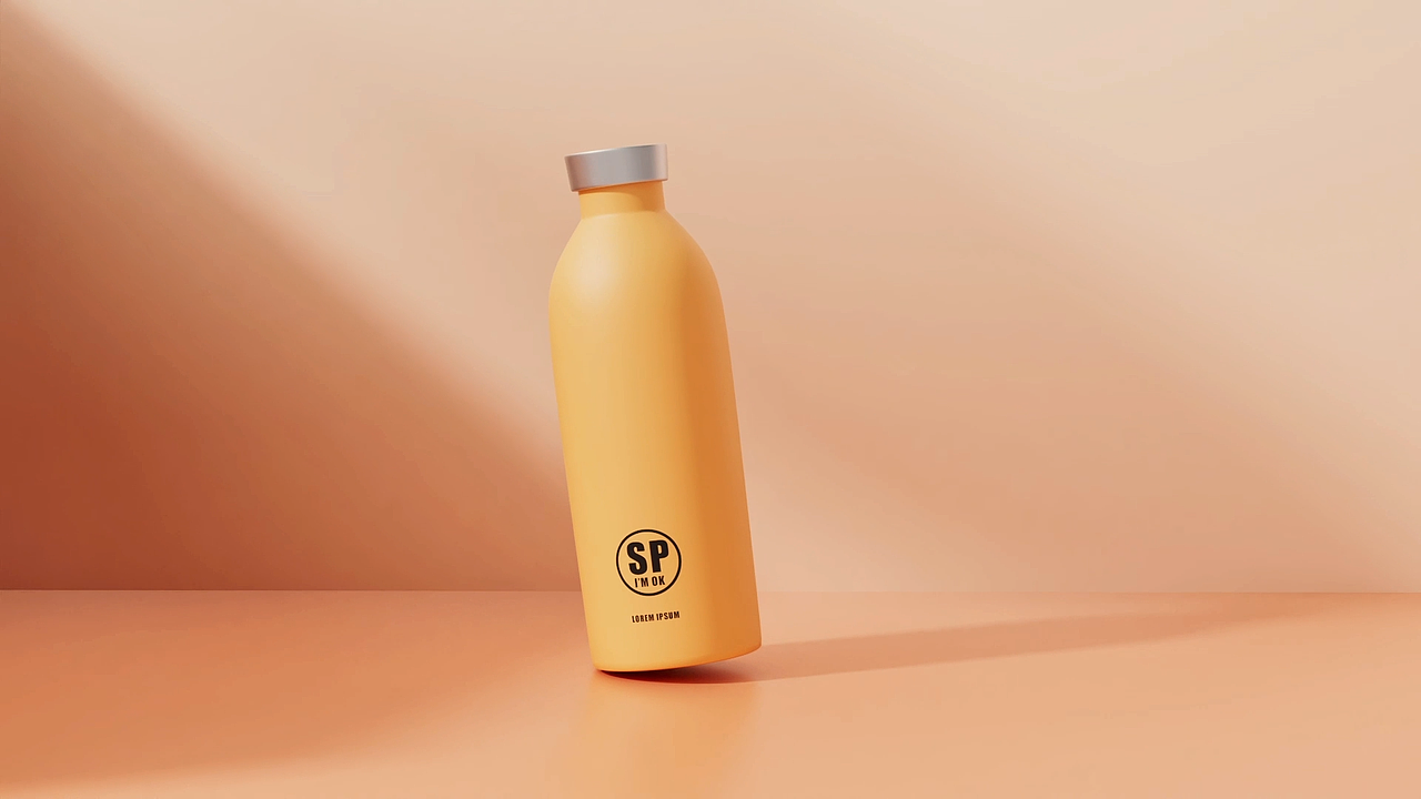 瓶子掉落之后跟着音乐节奏变换颜色